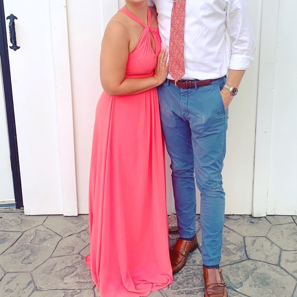 Watermelon color formal dress